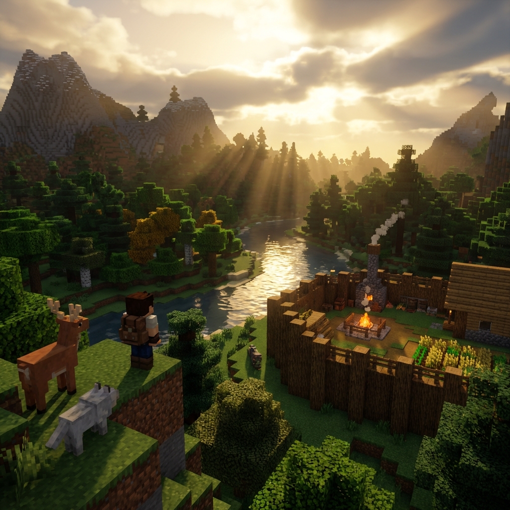 Minecraft-style Voxel World generated by PixVerse R1